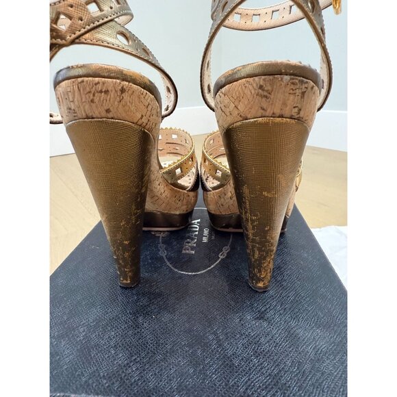Prada  "Metal Bronzo" sandals, size EU 37.5, US size 7 - Picture 6 of 14